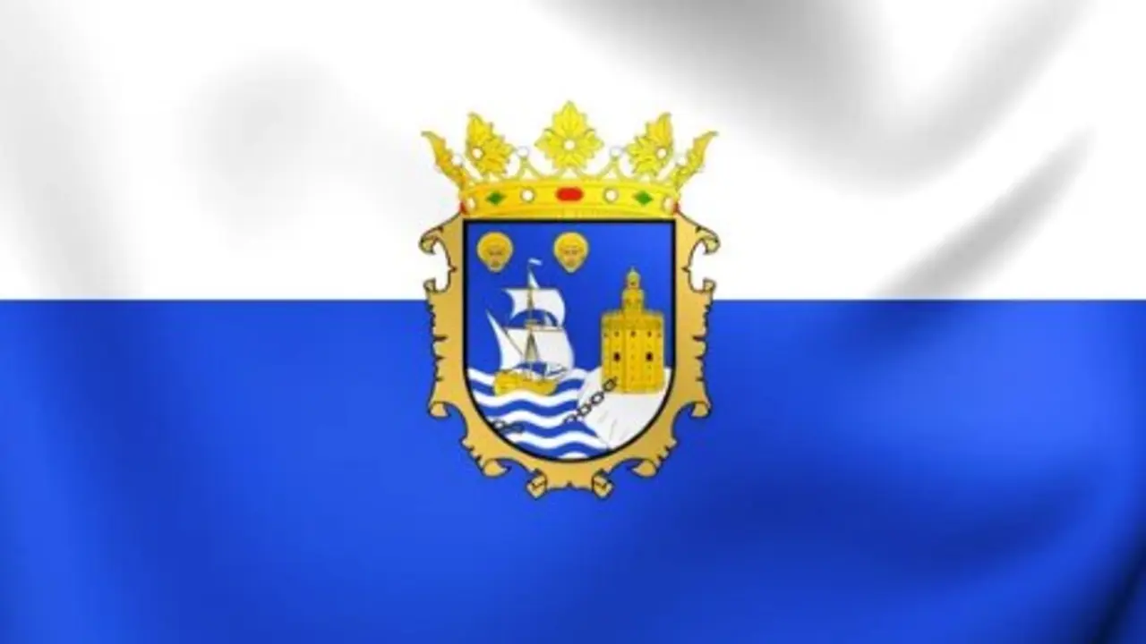 Bandera de Santander con su escudo en el centro. / A.S.
