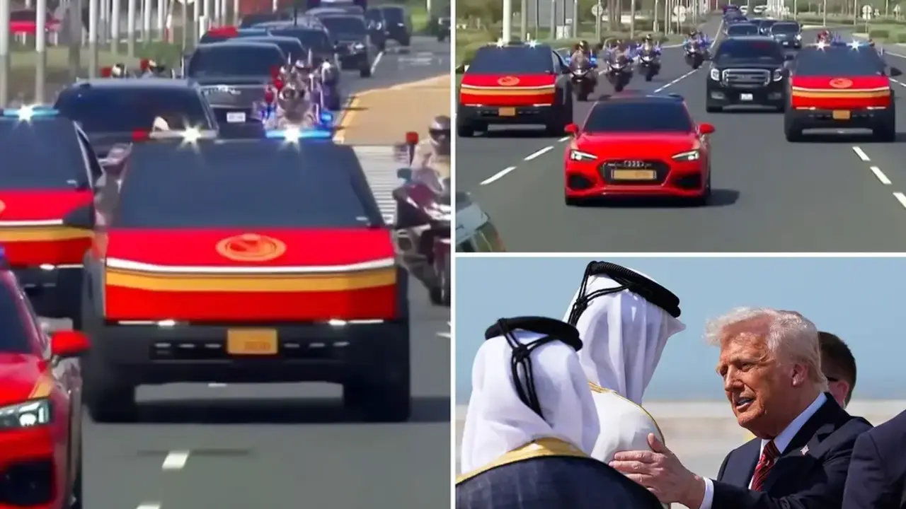 Trump visita Qatar y firma contrato millonario escoltado por Cybertrucks de Tesla