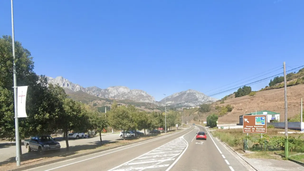 Tramo de la carretera N-621 a su paso por Tama, en el municipio de Cillorigo de Li&eacute;bana, donde se produjo el atropello mortal a un hombre de 74 a&ntilde;os este lunes por la ma&ntilde;ana.