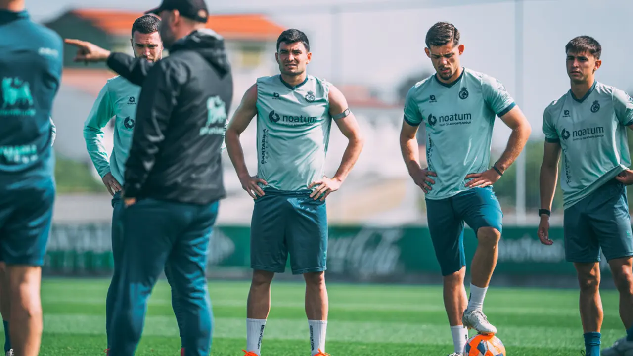 Los jugadores en el entrenamiento de ayer en las Instalaciones Nando Yosu. / RRC