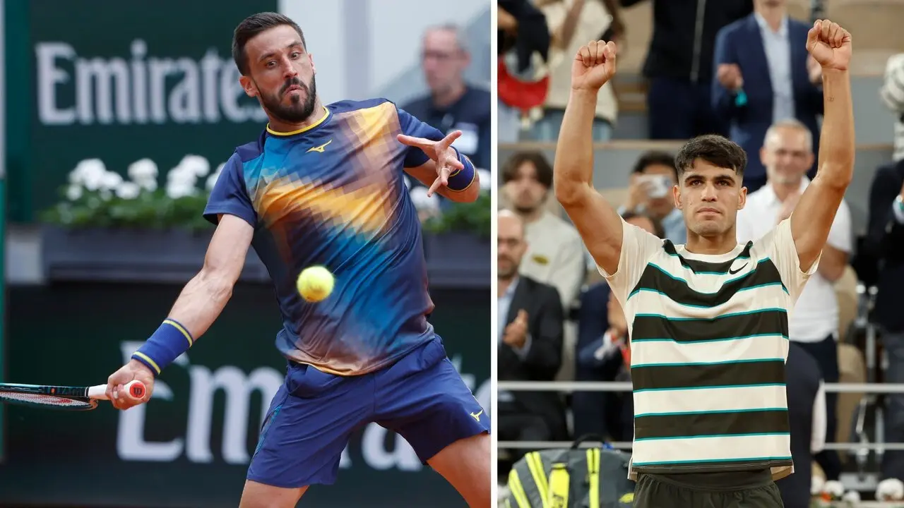 Damir Dzumhur (izq) y Carlos Alcaraz (dcha). / EP