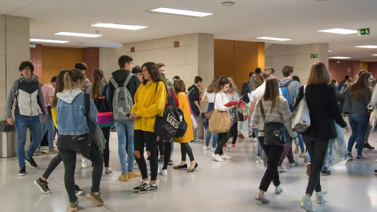 J&oacute;venes en la Universidad de Cantabria para realizar la prueba de Selectividad. / Alerta