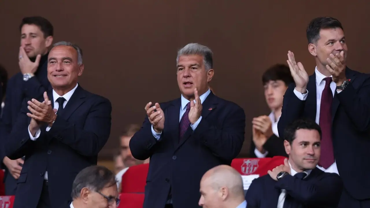 Joan Laporta durante el partido de Champions ante el Inter. / EP