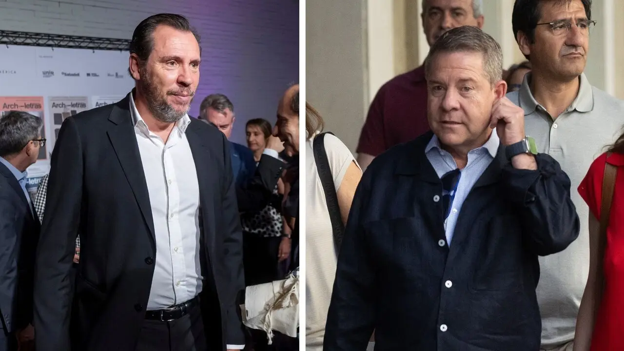 El ministro de Transportes, &Oacute;scar Puente (izq) y el presidente de Castilla-La Mancha, Emiliano Garc&iacute;a-Page (dcha). / EP