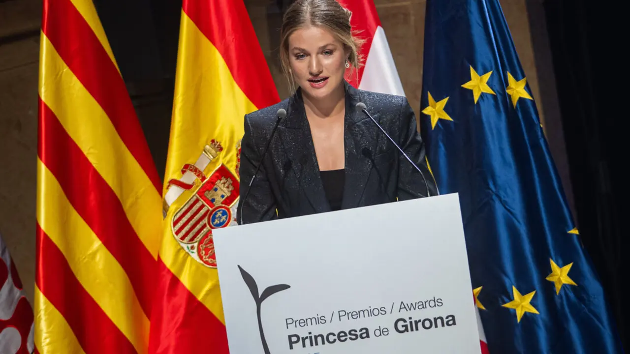 La princesa Leonor interviene durante la entrega de los Premios Princesa de Girona 2025. / EP