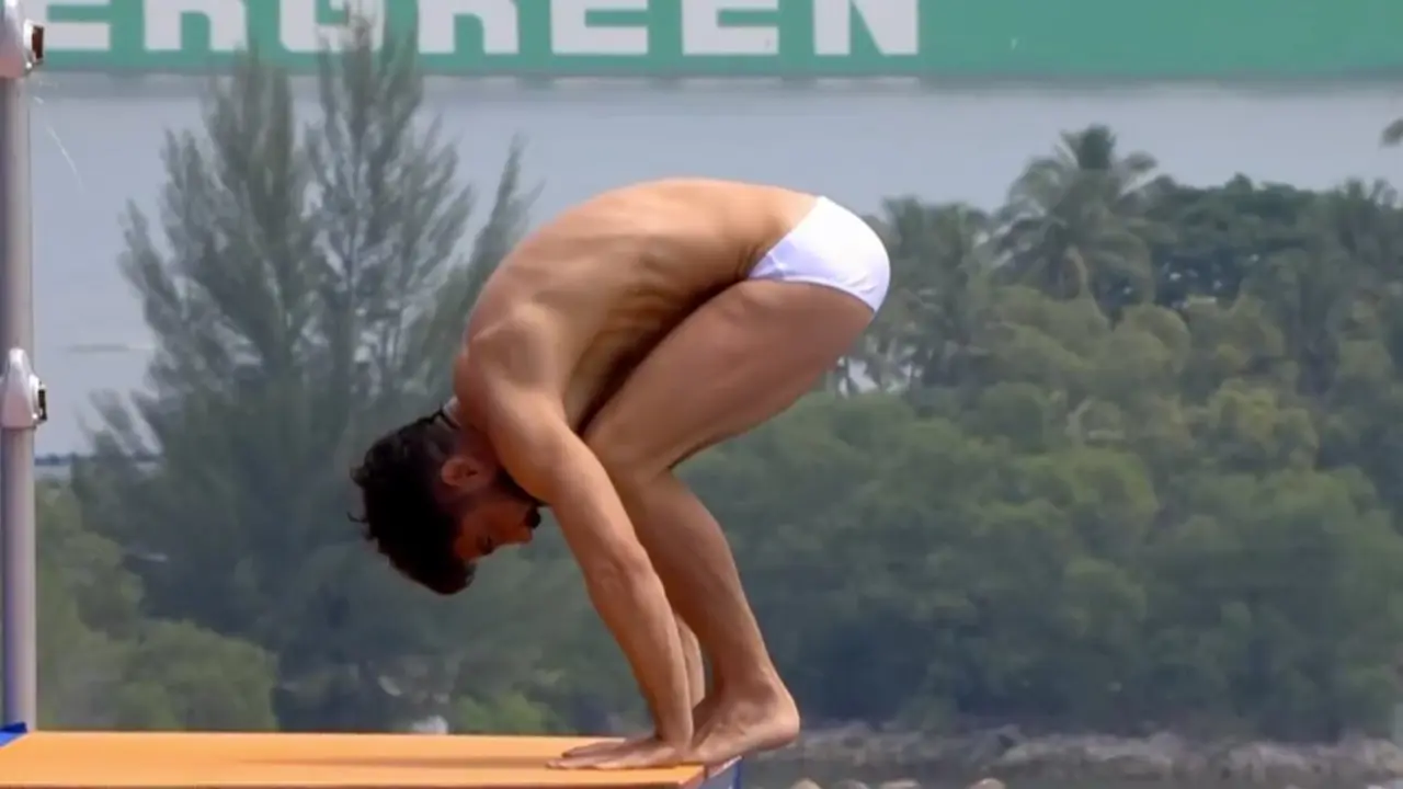 Carlos Gimeno antes de su &uacute;ltimo salto. / X