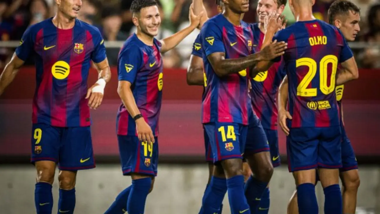 Los jugadores de FC Barcelona celebran uno de sus goles en Jap&oacute;n. / FC Barcelona