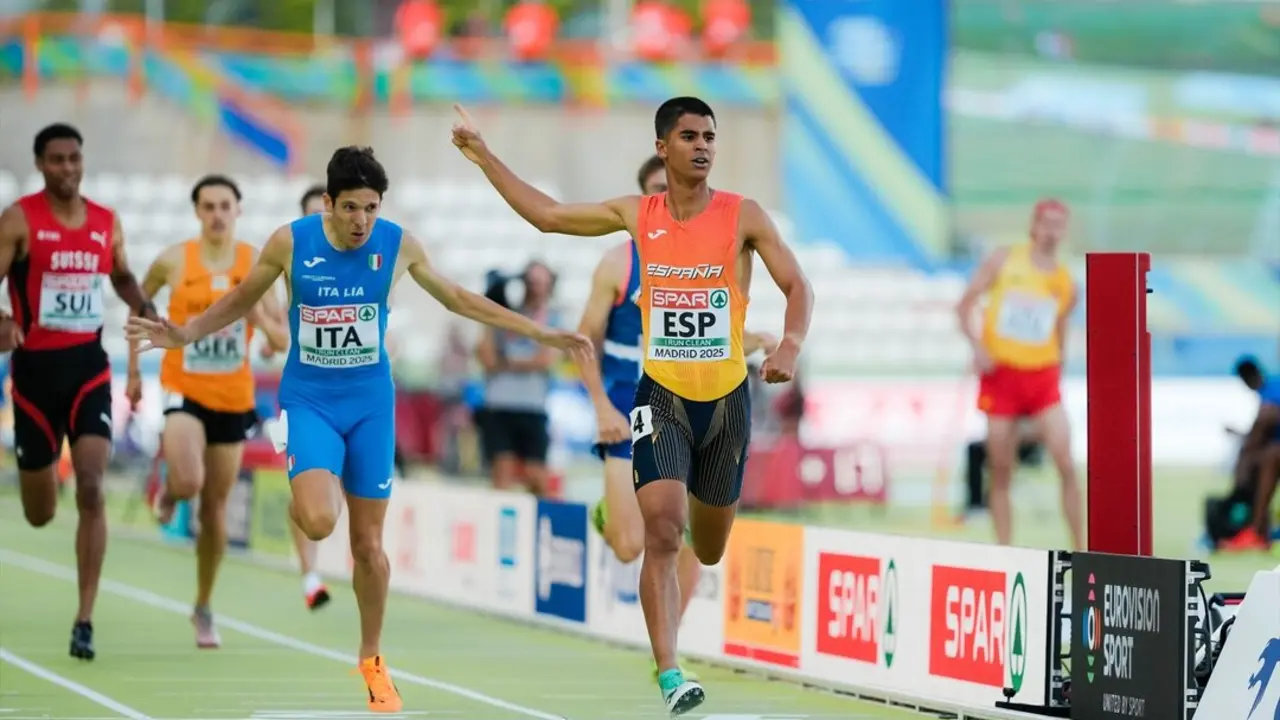 Mohamed Attaoui, durante el Campeonato de Europa de atletismo por selecciones. / RFEA