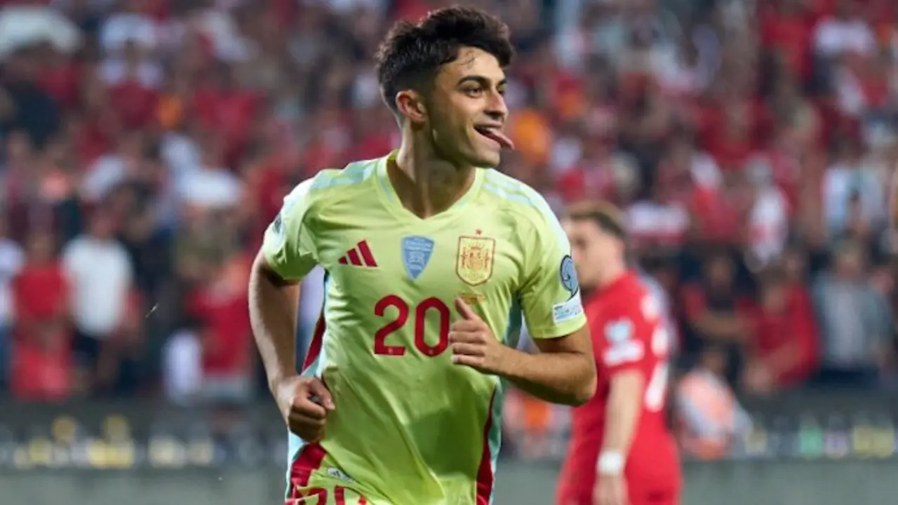 Pedri tras su segundo gol ante Turqu&iacute;a.