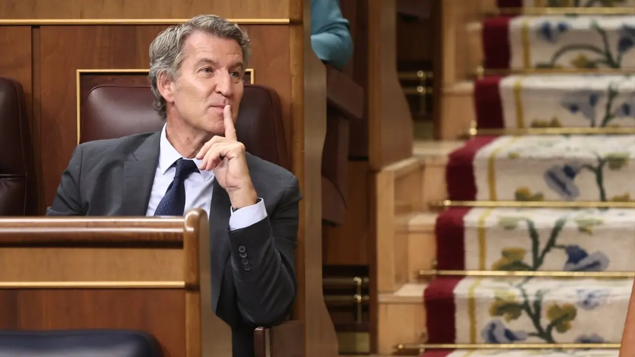 El presidente del PP, Alberto N&uacute;&ntilde;&eacute;z Feij&oacute;o, durante una sesi&oacute;n de control al Gobierno en el Congreso de los Diputados. / Eduardo Parra