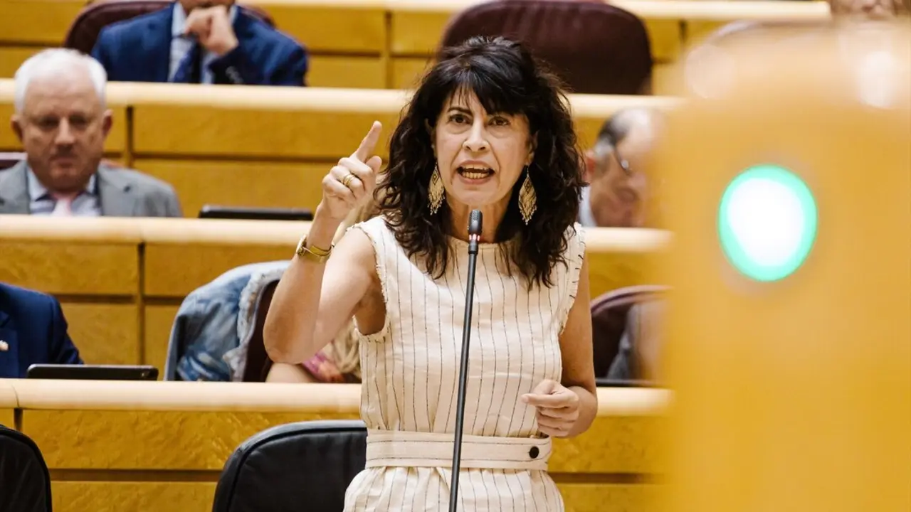 La ministra de Igualdad, Ana Redondo, durante una sesi&oacute;n de control al Gobierno en el Senado. / Carlos Luj&aacute;n