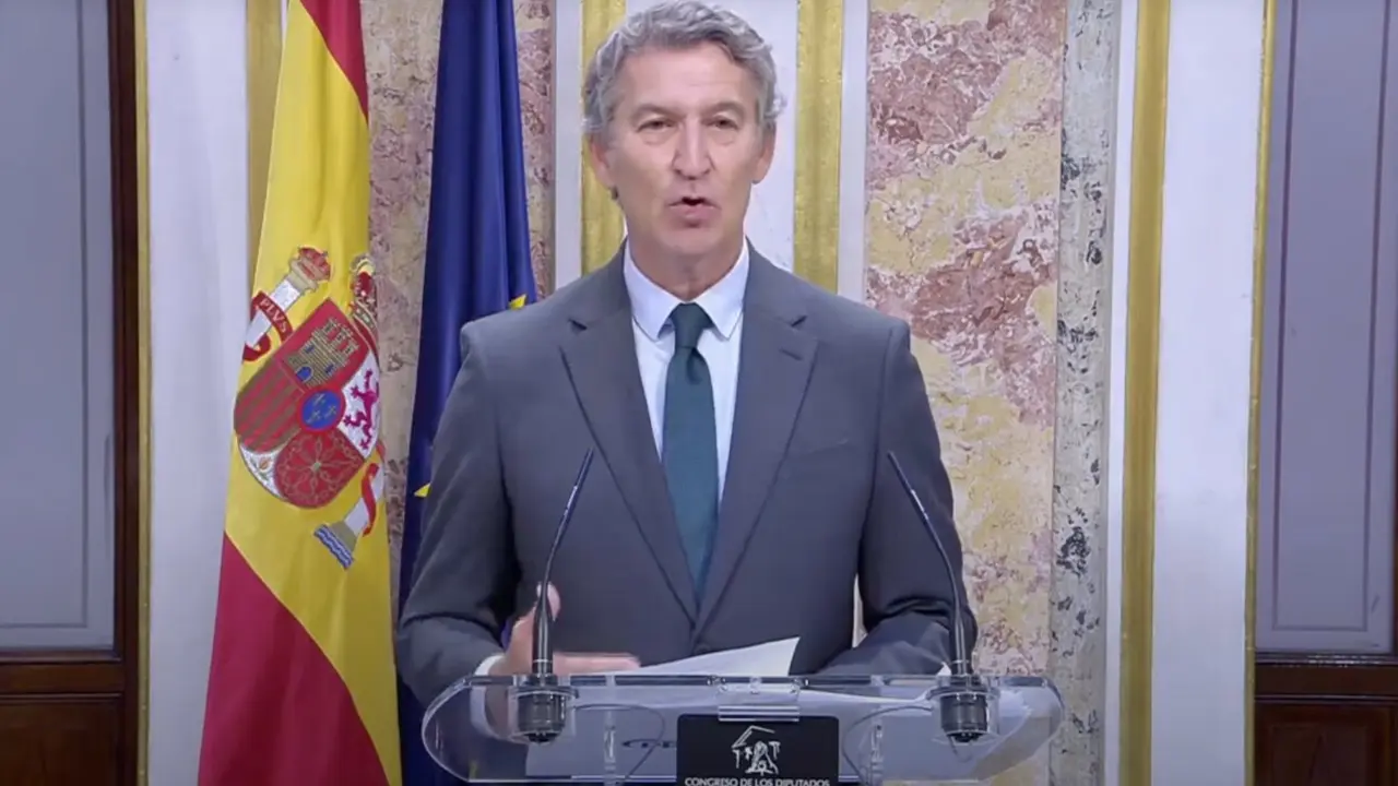 El presidente del PP, Alberto N&uacute;&ntilde;ez Feij&oacute;o durante una comparecencia. / A.E.