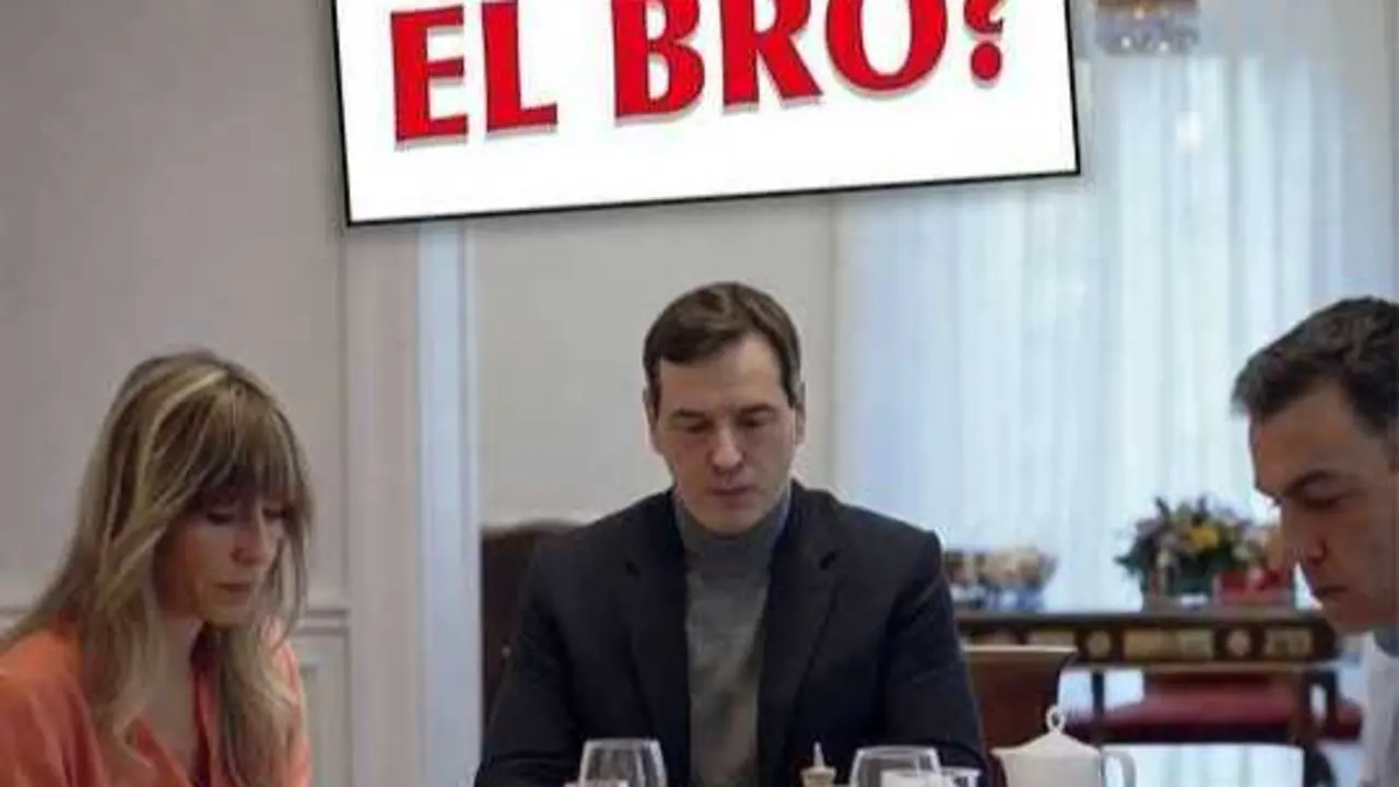 Imagen creada con IA, que publica el PP sobre S&aacute;nchez, su hermano y su esposa. / PP