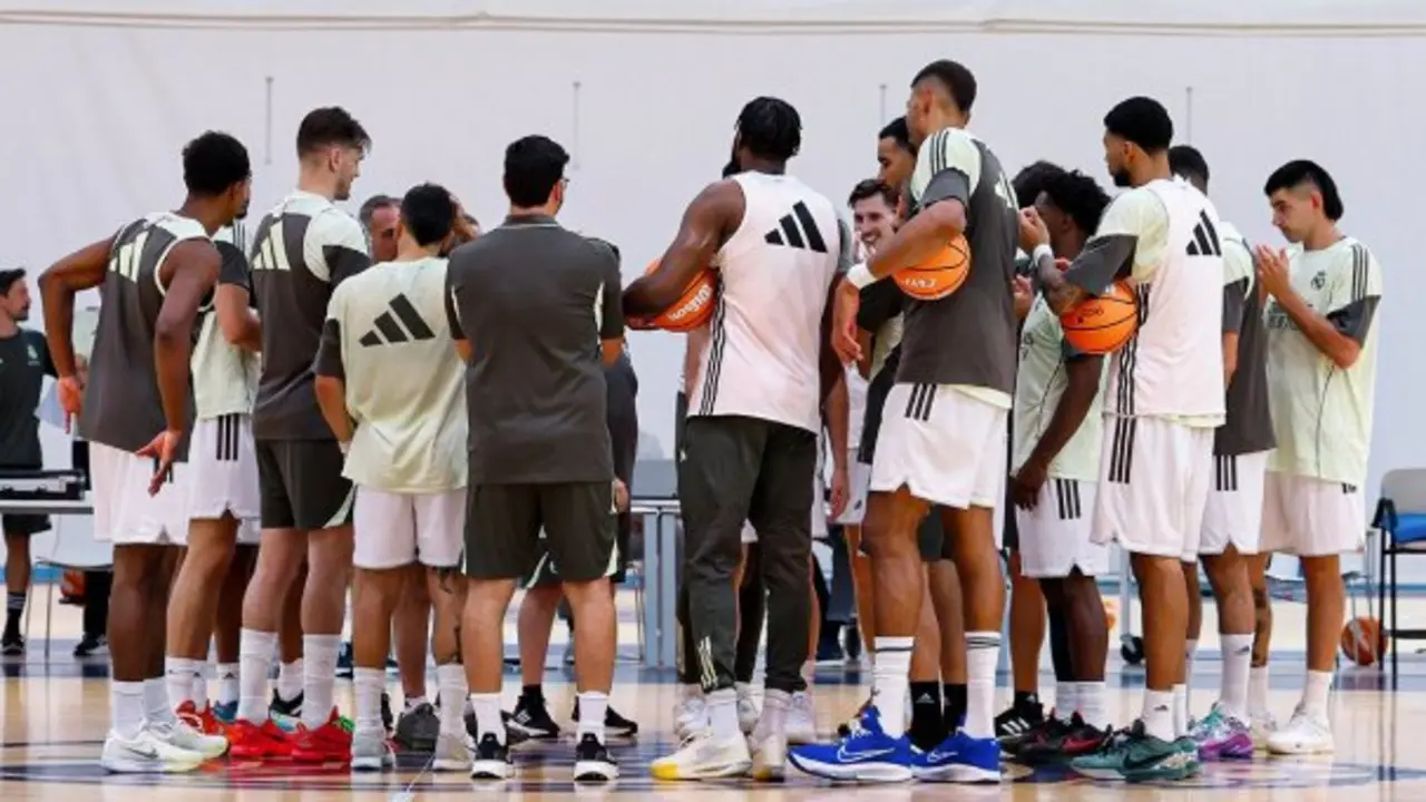 Los jugadores del Real Madrid durante un entrenamiento. / Real Madrid Baloncesto