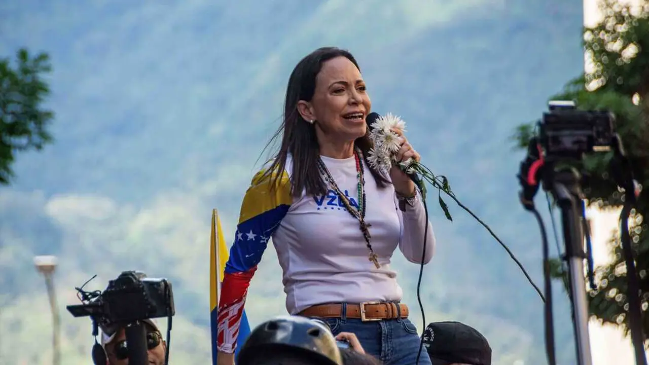 La l&iacute;der de la oposici&oacute;n de Venezuela, Mar&iacute;a Corina Machado. / EP