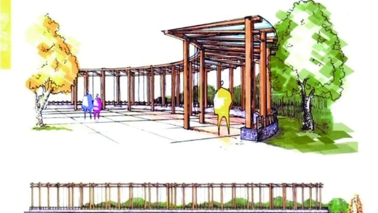 Infograf&iacute;a de la p&eacute;rgola propuesta por los vecinos para el aparcamiento de Matale&ntilde;as. / Alerta