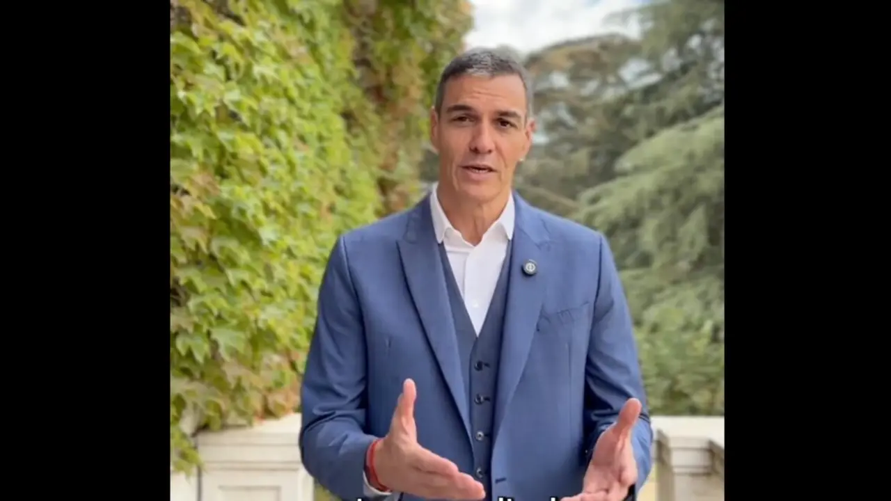 Pedro S&aacute;nchez durante el v&iacute;deo subido a las redes sociales. / X