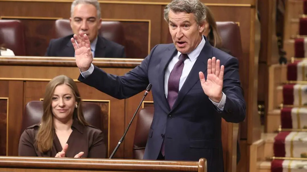 El presidente del Partido Popular, Alberto N&uacute;&ntilde;ez Feij&oacute;o, interviene durante una sesi&oacute;n de control al Gobierno. / Eduardo Parra