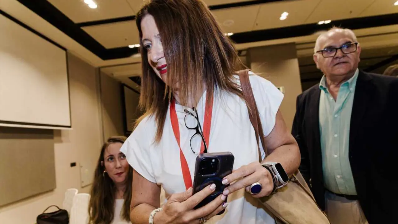 La exmilitante socialista Leire D&iacute;ez llega a una rueda de prensa. / Carlos Luj&aacute;n