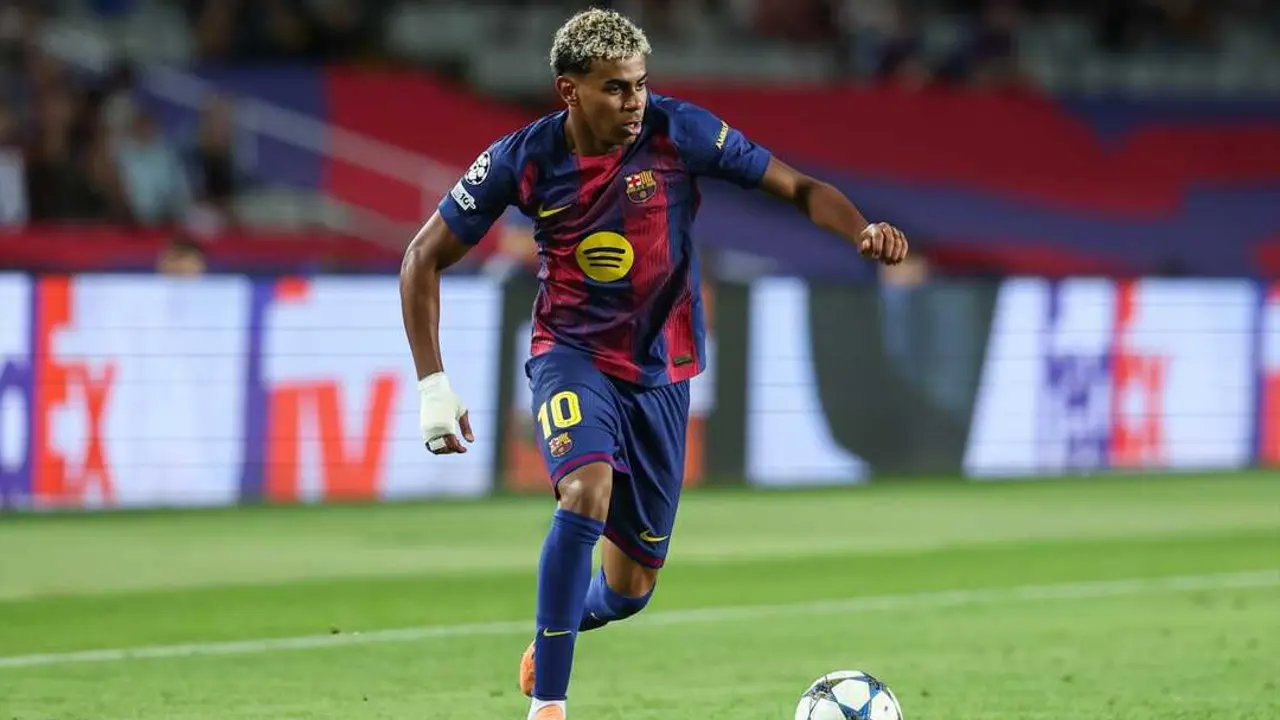 Lamine Yamal durante el partido ante el Olympiacos de Champions. / EP