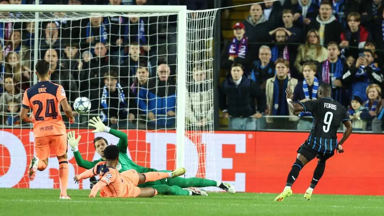 Uno de los goles del Brujas de la noche de ayer. / Bruno Fahy
