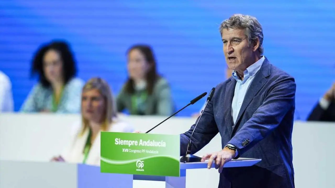 El presidente del PP, Albero Nu&ntilde;ez Feijoo, durante el congreso del PP-A. / Joaqu&iacute;n Corchero