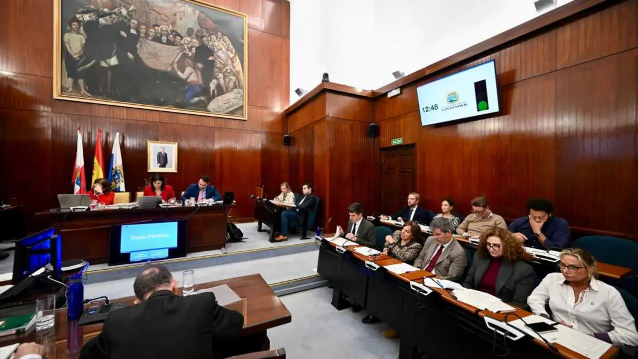 La alcaldesa de Santander, Gema Igual, preside una reuni&oacute;n extraordinaria del pleno del ayuntamiento de Santander. / Nacho Cubero