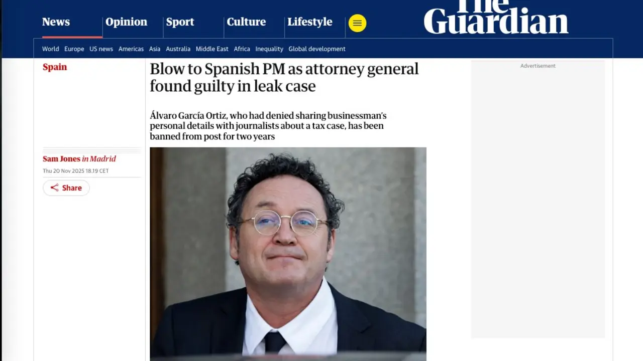 Captura de pantalla de la noticia del medio ingl&eacute;s The Guardian.