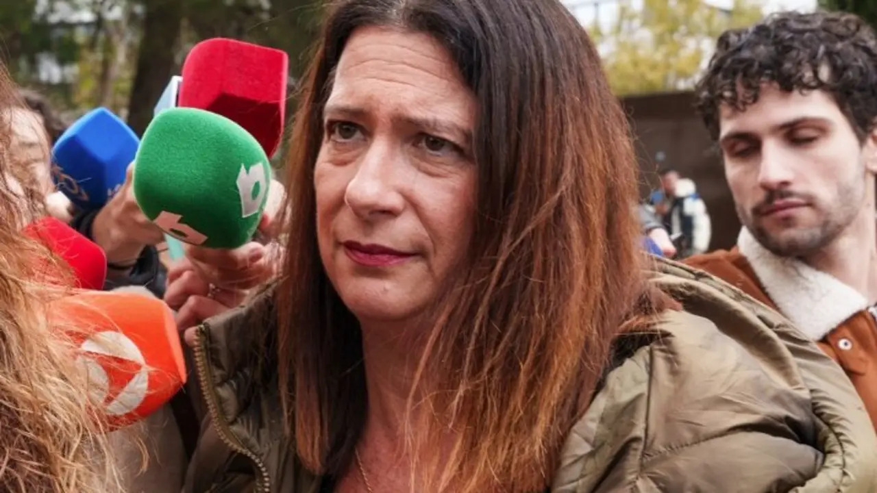 La exmilitante del PSOE Leire D&iacute;ez a su llegada a los juzgados de la Plaza Castilla. / Matias Chiofalo