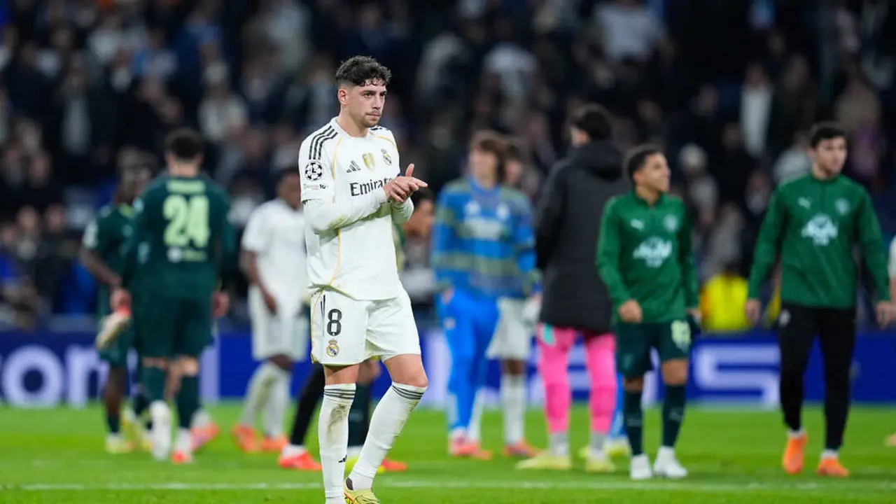 Federico Valverde del Real Madrid durante un partido de Champions. / EP