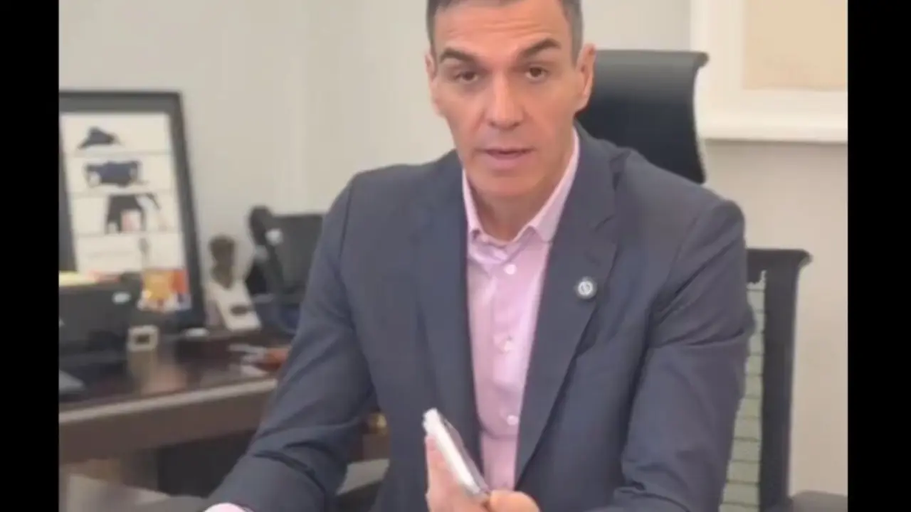 S&aacute;nchez durante el v&iacute;deo tratando de explicar la Ley de Rectificaci&oacute;n.