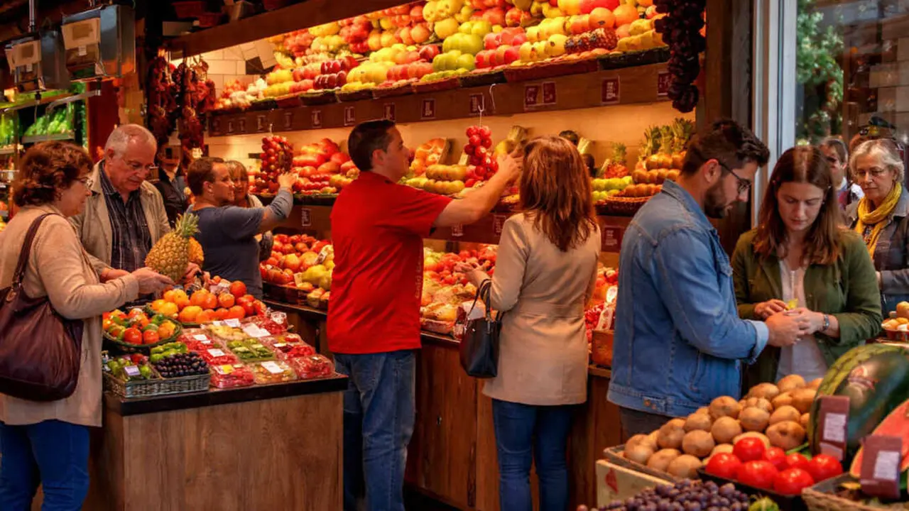 Varias personas realizan la compra en un establecimiento de alimentaci&oacute;n. / A.E