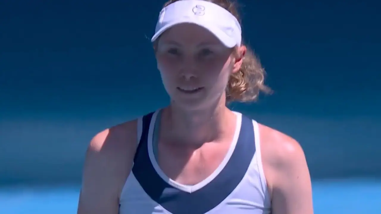 Bucsa tras finalizar el partido en el Open de Australia.