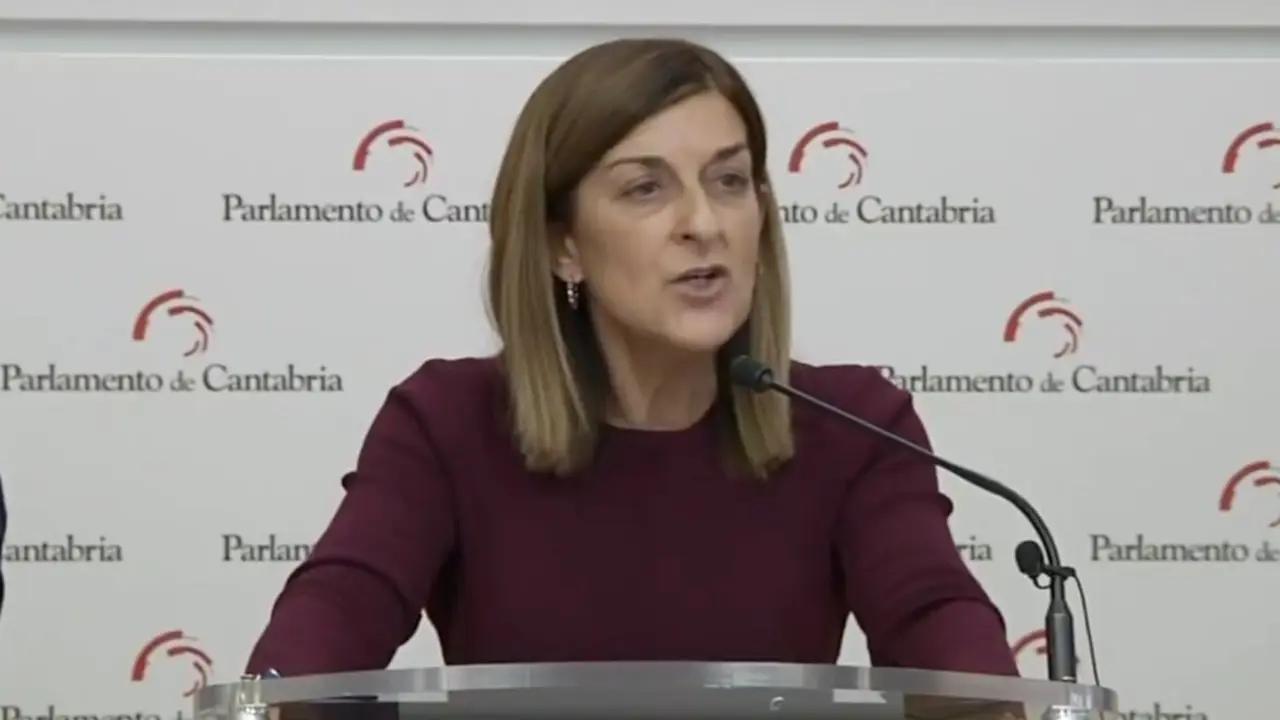 La presidenta del Parlamento de Cantabria durante su comparecencia sobre las pol&iacute;ticas auton&oacute;micas en materia de bienestar y financiaci&oacute;n.