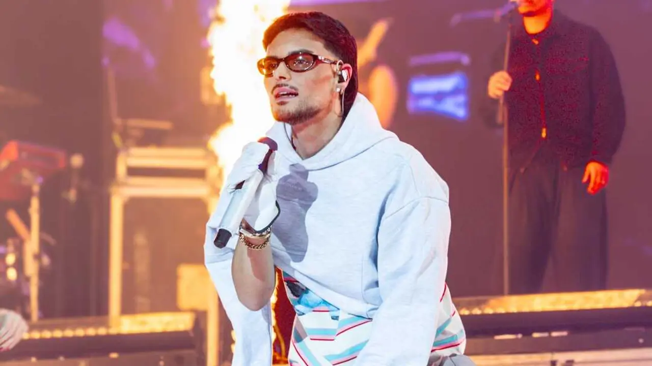 El cantante Abraham Mateo durante su concierto en el Movistar Arena. / Ricardo Rubio / Archivo