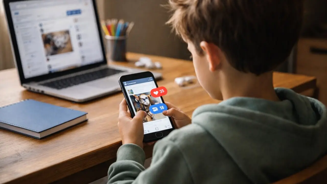 Un ni&ntilde;o utiliza las redes sociales. / a.e