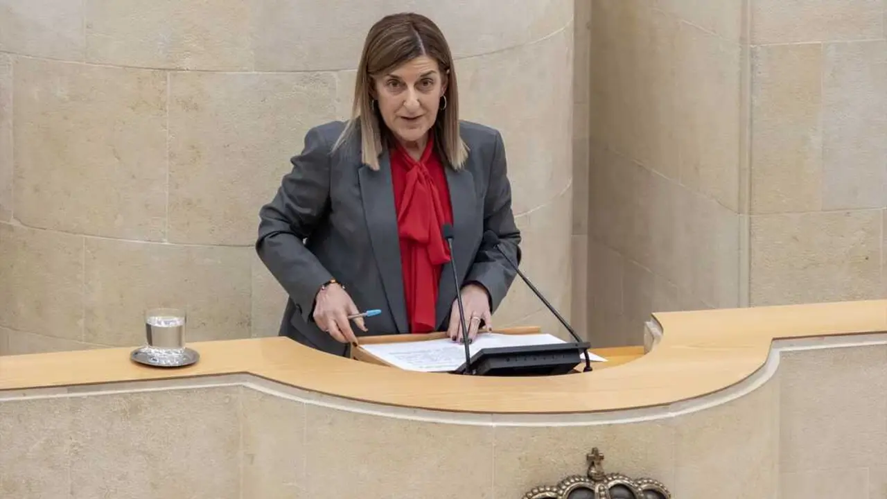La presidenta, Mar&iacute;a Jos&eacute; S&aacute;enz de Buruaga, en el Parlamento. / A.E.