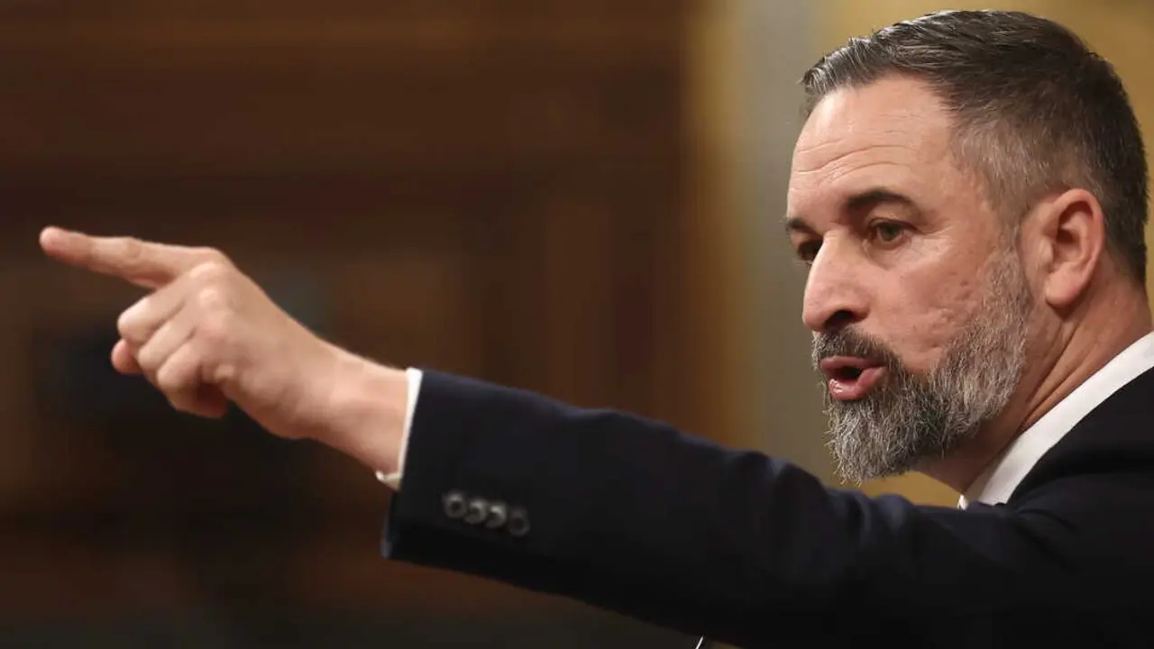 El presidente de VOX, Santiago Abascal, en una sesi&oacute;n de control al Gobierno. / EP