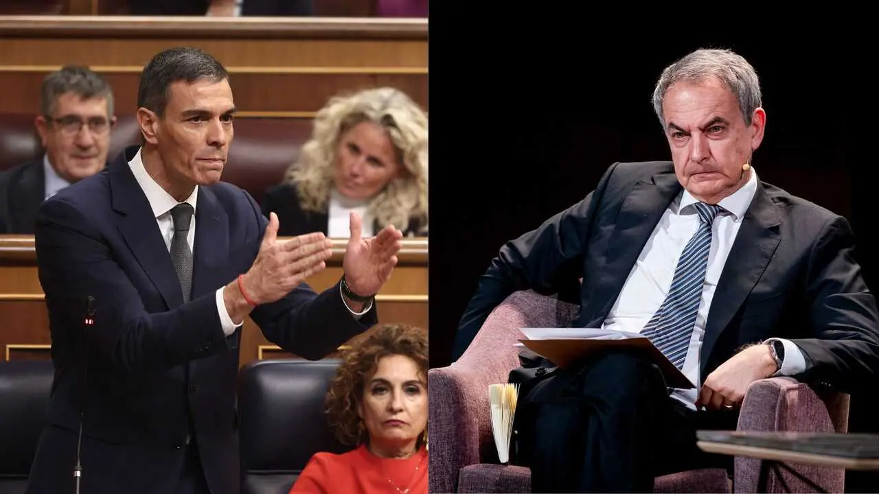 De izquierda a derecha, el presidente del Gobierno, Pedro S&aacute;nchez y el expresidente del Gobierno Jos&eacute; Luis Rodr&iacute;guez Zapatero. / EP