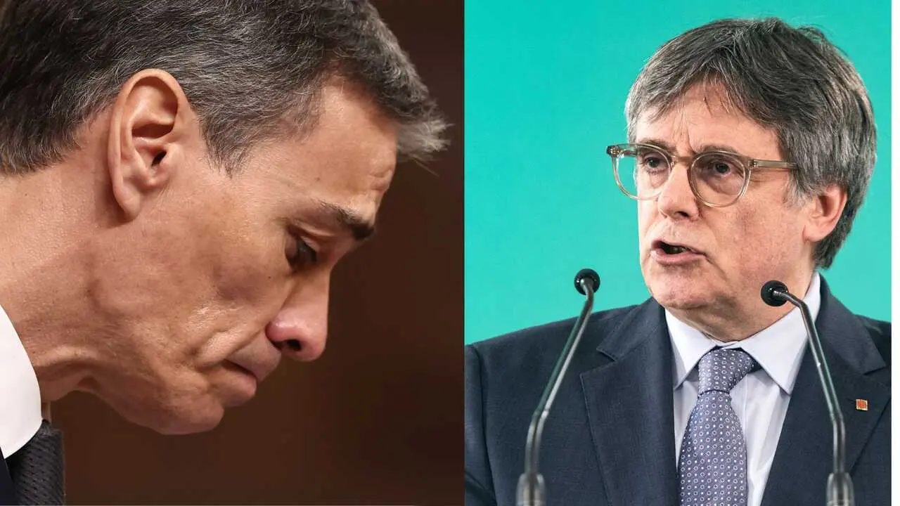 De izquierda a derecha el presidente del Gobierno, Pedro S&aacute;nchez y el presidente de Junts per Catalunya, Carles Puigdemon. / EP