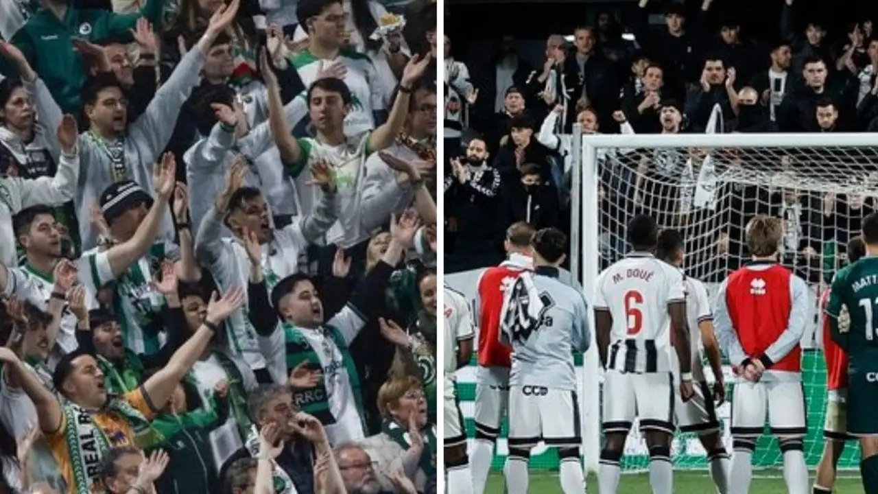 Aficionados de Castell&oacute;n y Racing animan desde la grada de Castalia en un encuentro marcado por la tensi&oacute;n tras el pitido final.