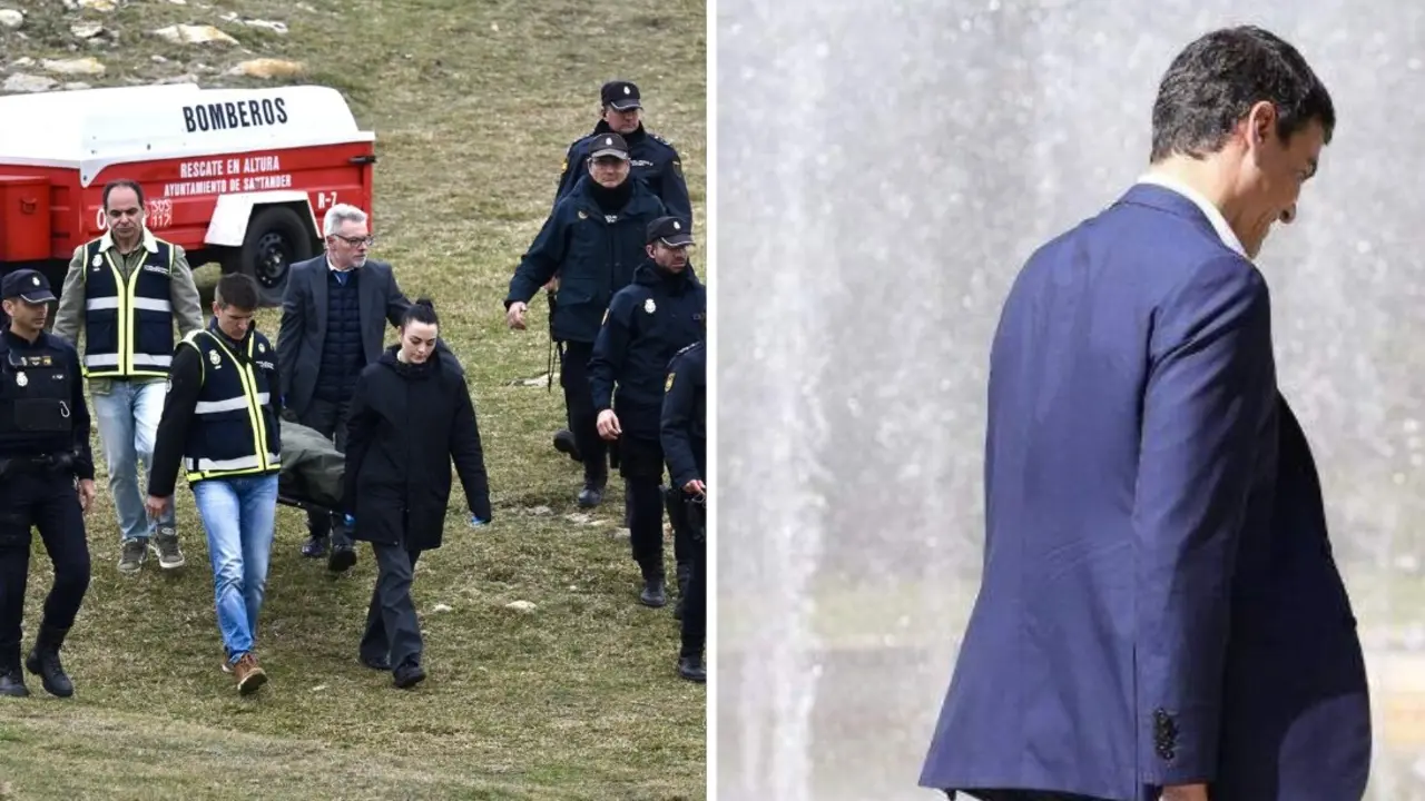 Servicios de emergencia trasladan uno de los cuerpos tras el colapso de la pasarela en la playa de El Bocal, en Santander, mientras el presidente del Gobierno, Pedro S&aacute;nchez, da la espalda a asumir su responsabilidad.