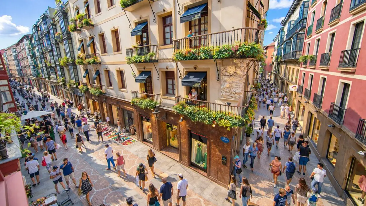 Varias personas pasean por el casco viejo de Bilbao. / I.A