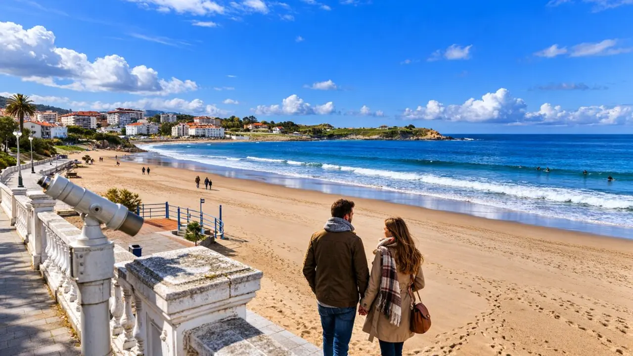 Varias personas caminan por la playa del Sardinero. / I.A