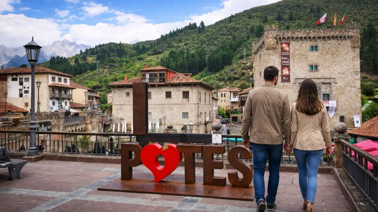 Dos personas caminan por uno de los rincones de Potes. / I.A