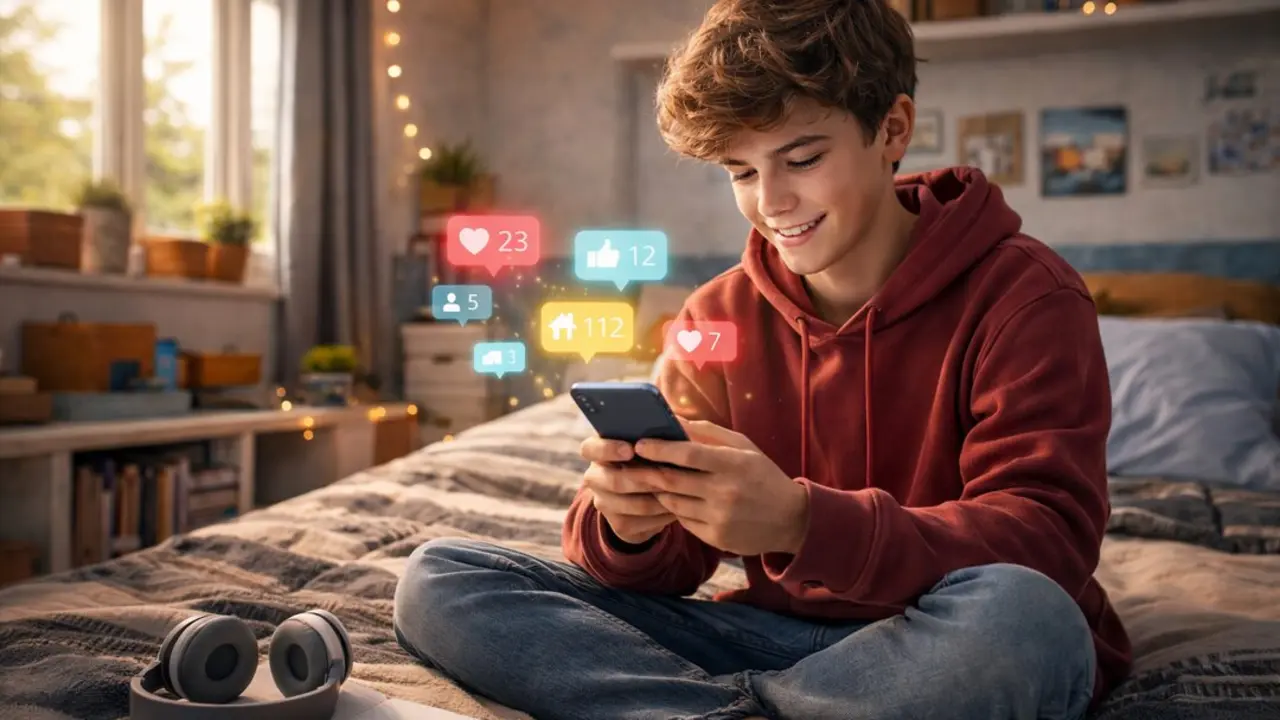 Un adolescente utiliza las redes sociales. / I.A
