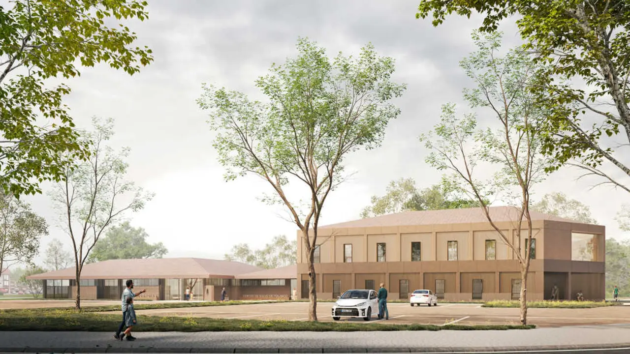 Imagen exterior del proyecto del nuevo complejo sanitario de Polanco, dise&ntilde;ado para dar servicio al crecimiento de la poblaci&oacute;n en la zona.