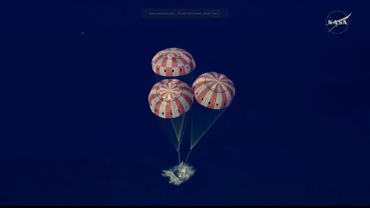La sonda Artemis II ameriza en el Oc&eacute;ano Pac&iacute;fico, frente a la costa de California, el 10 de abril de 2026, tras una misi&oacute;n hist&oacute;rica alrededor de la Luna.