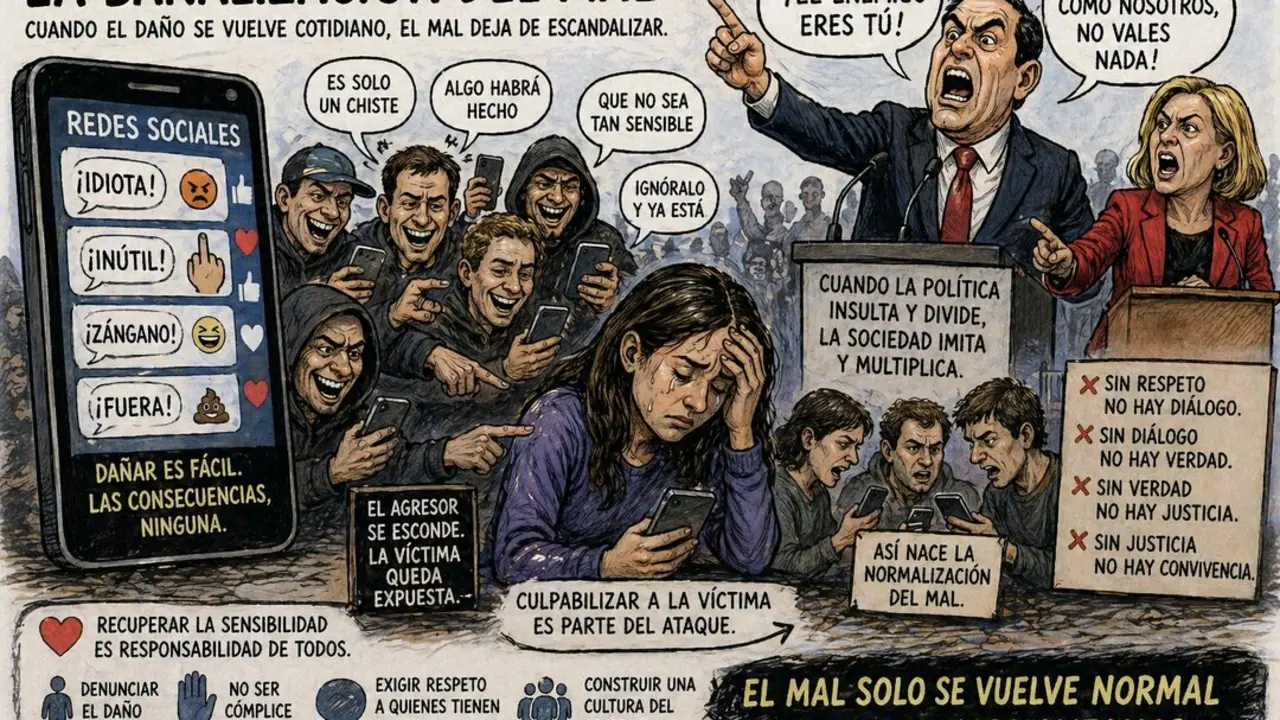 CUANDO EL DA&Ntilde;O SE VUELVE COTIDIANO, EL MAL DEJA DE ESCANDALIZAR.