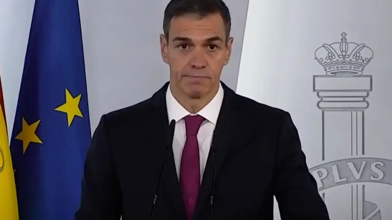 Pedro S&aacute;nchez durante la rueda de prensa. / A.E.